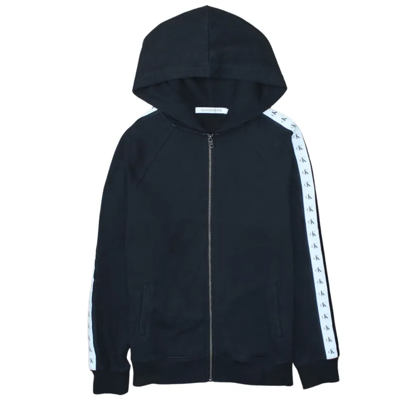 Calvin Klein Black Full Zip Hoodie Men's Small CK Tape Sleeves Logo Track Top sold by Vintage Club