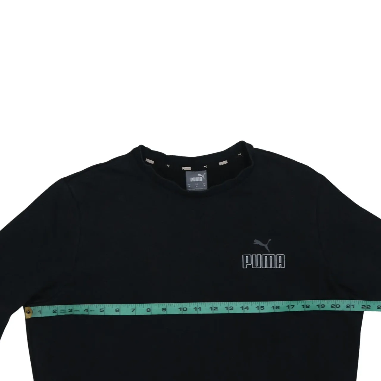 Puma Black Sweatshirt Men's Medium Embroidered Chest Logo Ribbed Cuffs Crewneck Pullover sold by Vintage Club product image thumbnail 5