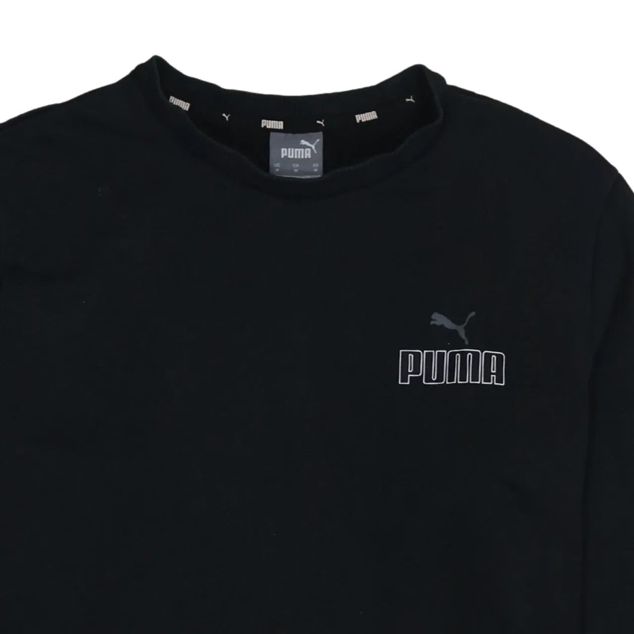 Puma Black Sweatshirt Men's Medium Embroidered Chest Logo Ribbed Cuffs Crewneck Pullover sold by Vintage Club product image thumbnail 3