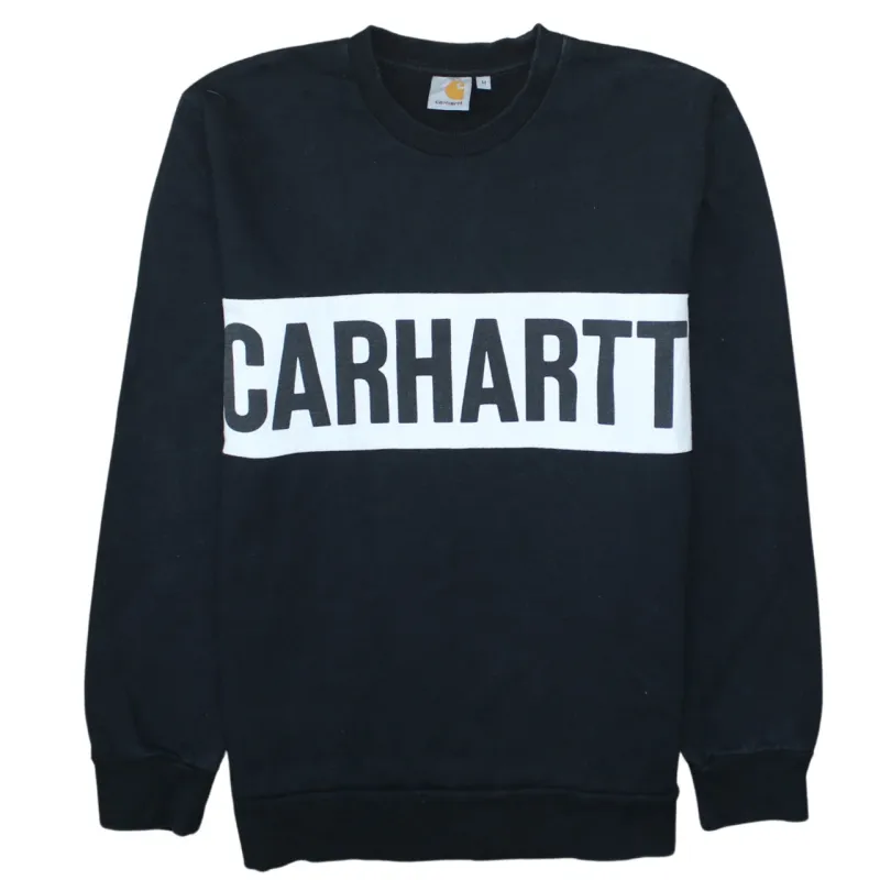 Carhartt Black Crewneck Sweatshirt Men’s Medium Printed Logo Panel Pullover Fleece Top sold by Vintage Club