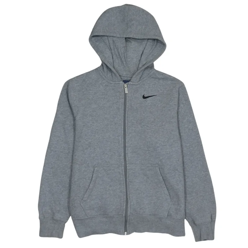 Nike Grey Zip Hoodie Women’s XLarge Embroidered Swoosh Split Pocket Fleece Sweatshirt sold by Vintage Club