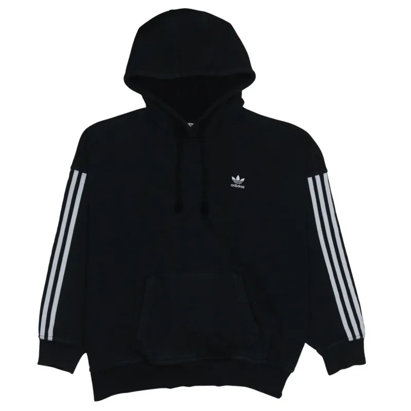 Adidas Black Hoodie Women’s XXLarge Trefoil Logo Three Stripe Sleeves Pullover Sweatshirt sold by Vintage Club
