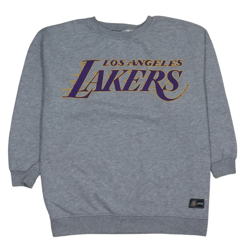 NBA Grey Sweatshirt Women's Large Los Angeles Lakers Printed Logo Fleece Pullover Top sold by Vintage Club