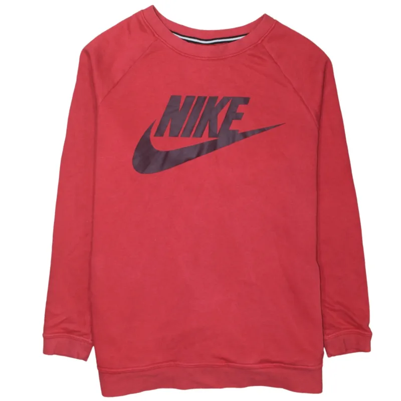Nike Red Sweatshirt Women's Large Printed Logo Crewneck Pullover Jumper Top sold by Vintage Club