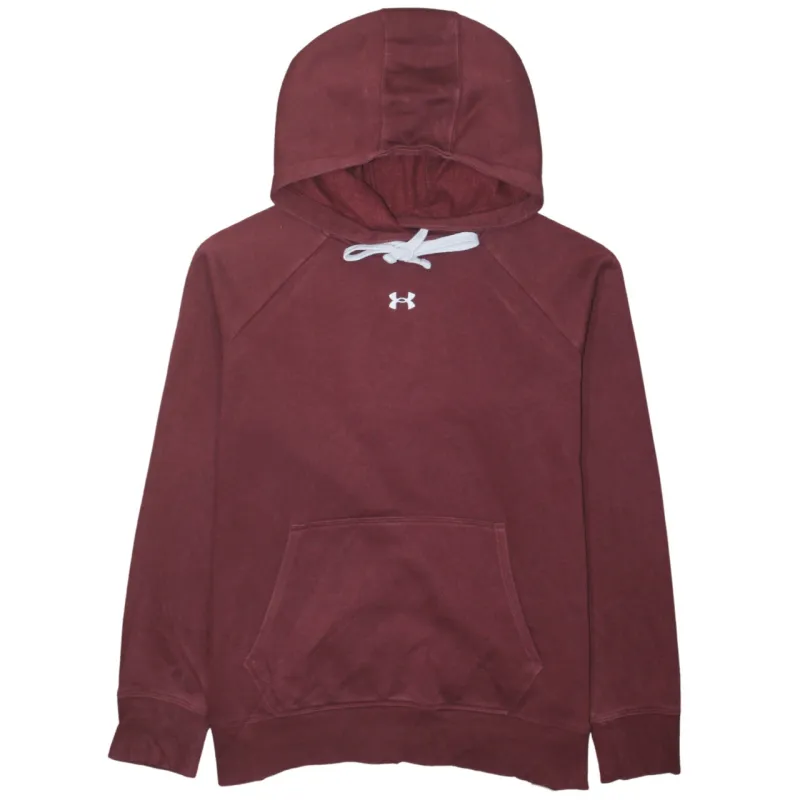 Under Armour Burgundy Red Hoodie Women's Large Printed Logo Front Pocket Pullover Sweatshirt made by Under Armour