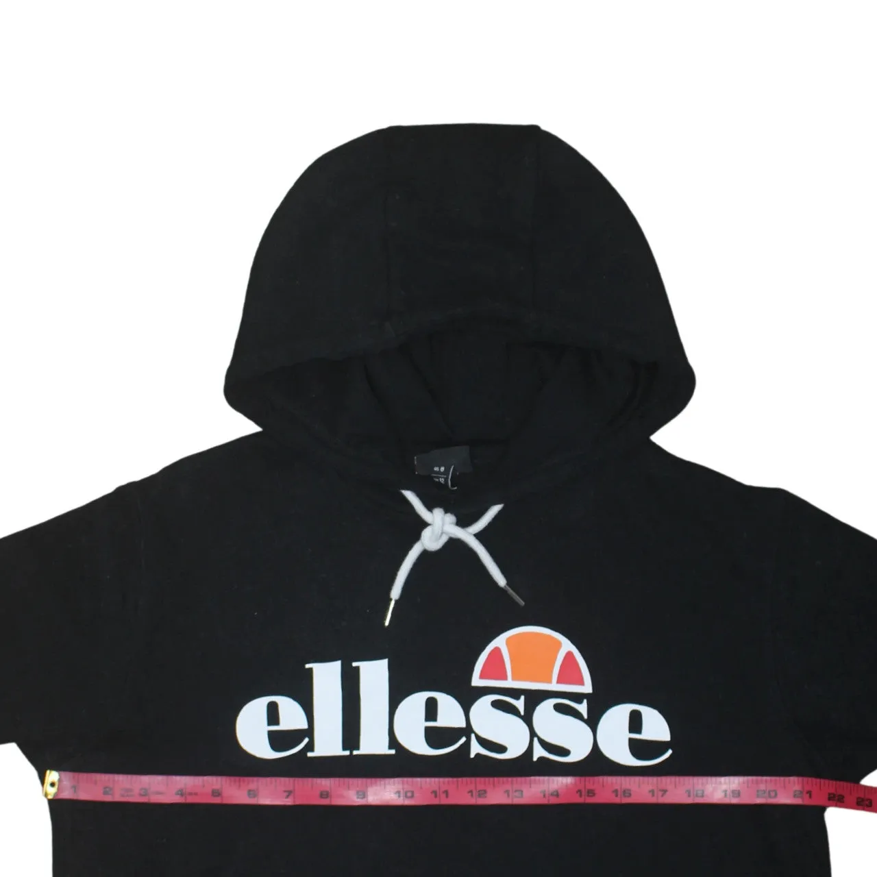 Ellesse Black Hoodie Women’s Large Printed Front Logo Drawstring Hood Front Pocket Sweatshirt sold by Vintage Club product image thumbnail 5