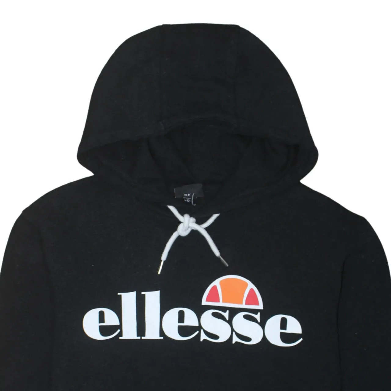 Ellesse Black Hoodie Women’s Large Printed Front Logo Drawstring Hood Front Pocket Sweatshirt sold by Vintage Club product image thumbnail 3