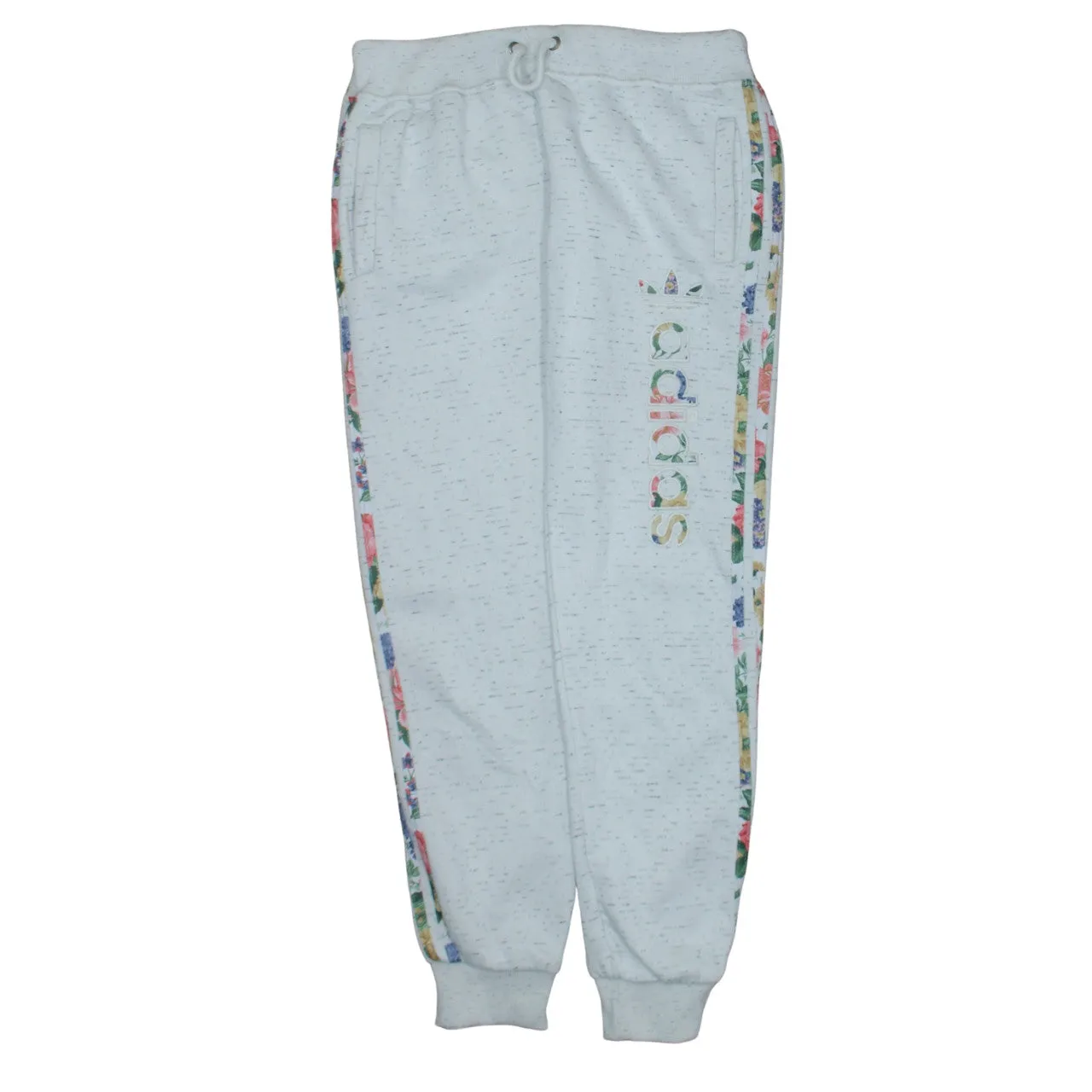 Adidas Light Grey Joggers Men's XXLarge Floral Side Stripe Printed Logo Sweatpants sold by Vintage Club