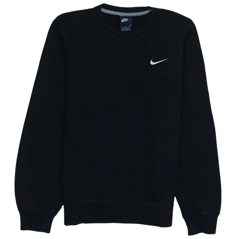 Nike Black Sweatshirt Men's Small Embroidered Swoosh Logo Crewneck Pullover Fleece Top sold by Vintage Club