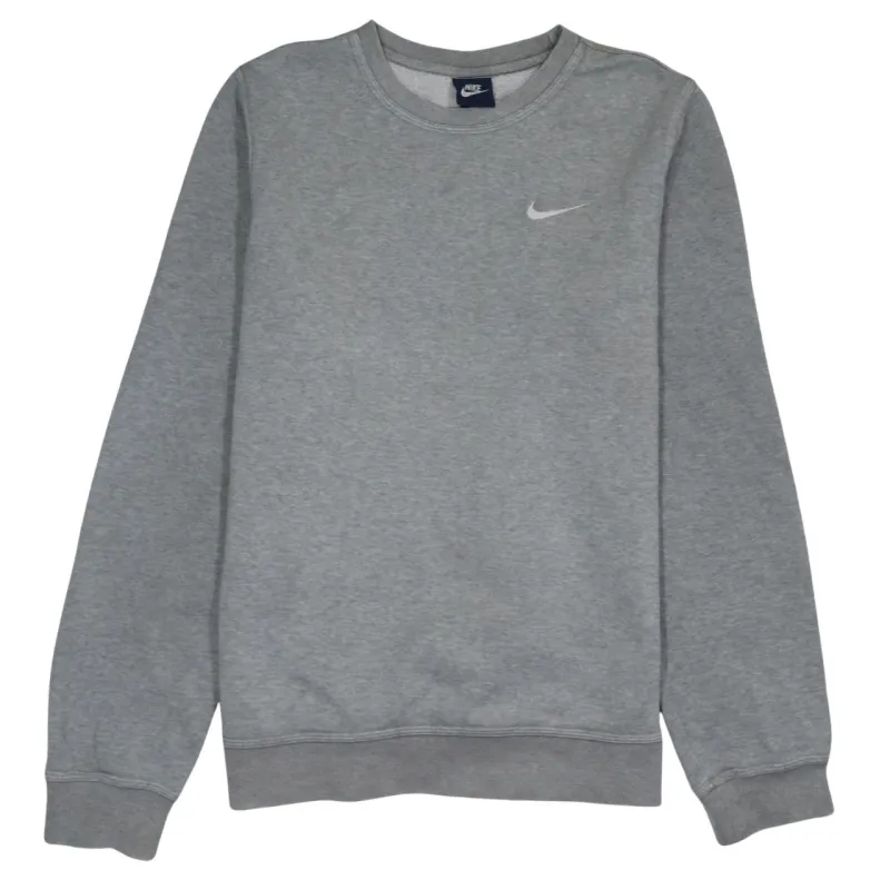 Nike Grey Sweatshirt Men's Small Embroidered Swoosh Logo Crewneck Pullover Fleece Top sold by Vintage Club