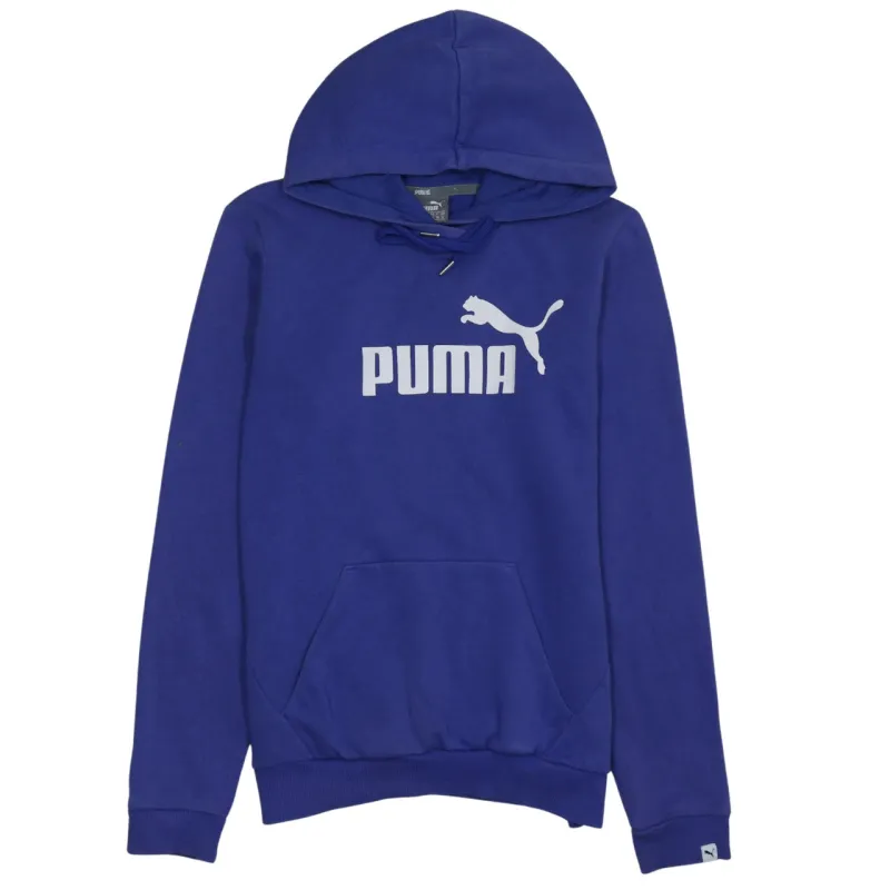 Puma Royal Blue Hoodie Women’s Small Printed Logo Front Pouch Pocket Pullover Sweatshirt made by Puma