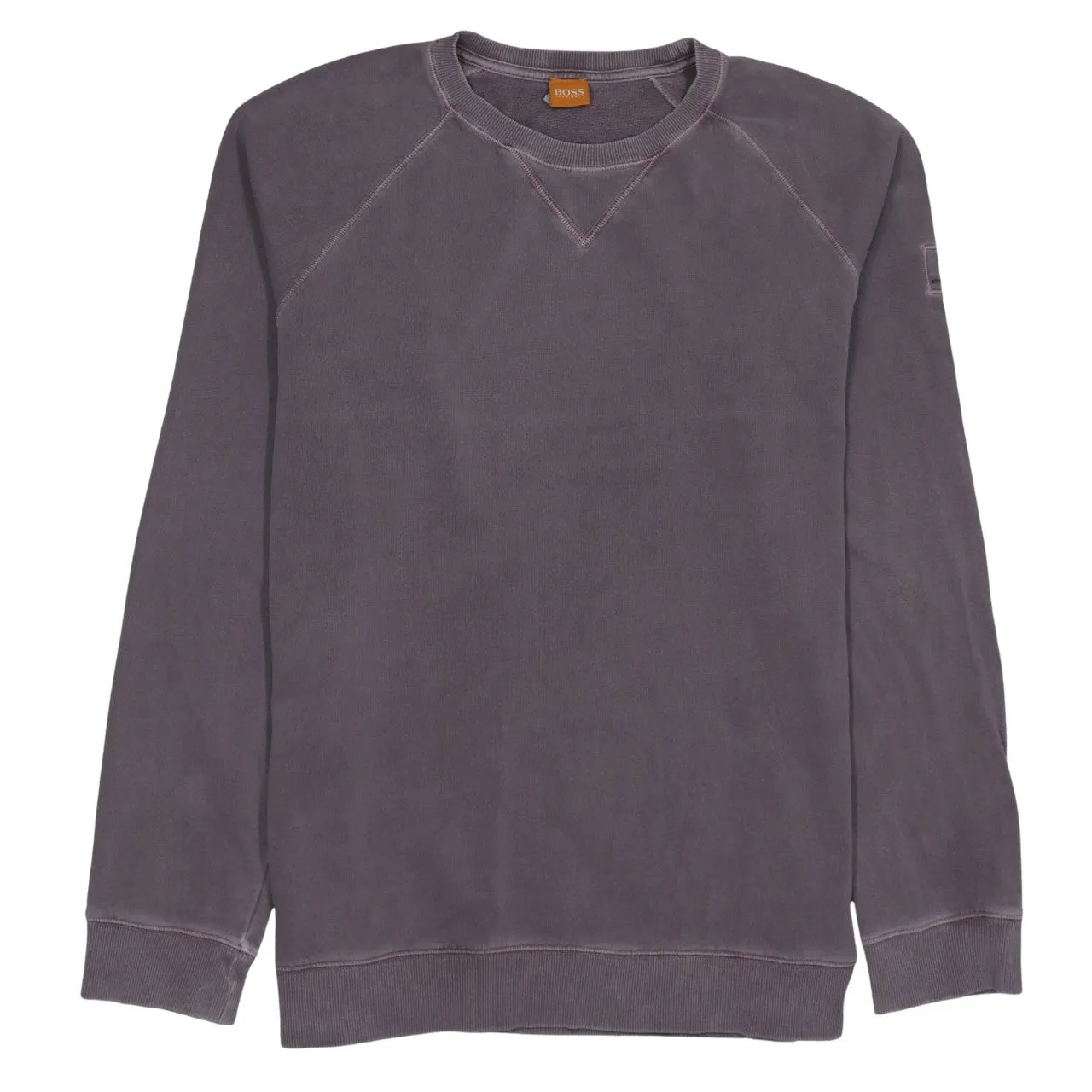 HUGO BOSS Faded Brown Sweatshirt Women’s XXL Raglan Sleeves Minimal Logo Crewneck Pullover sold by Vintage Club