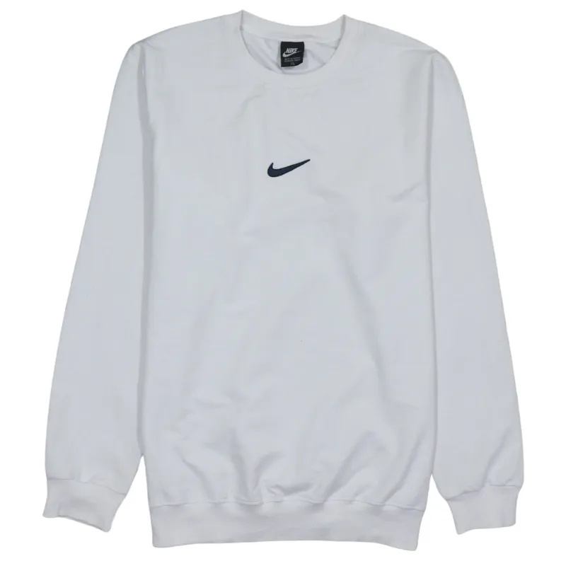 Nike White Sweatshirt Women’s XLarge Embroidered Swoosh Logo Crewneck Pullover Top made by Nike