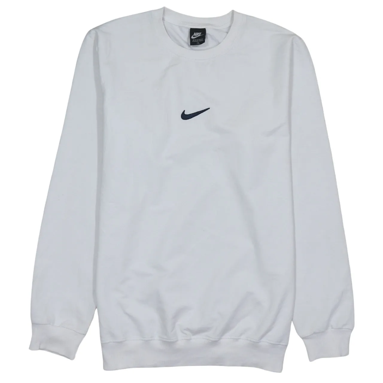 Nike White Sweatshirt Women’s XLarge Embroidered Swoosh Logo Crewneck Pullover Top sold by Vintage Club
