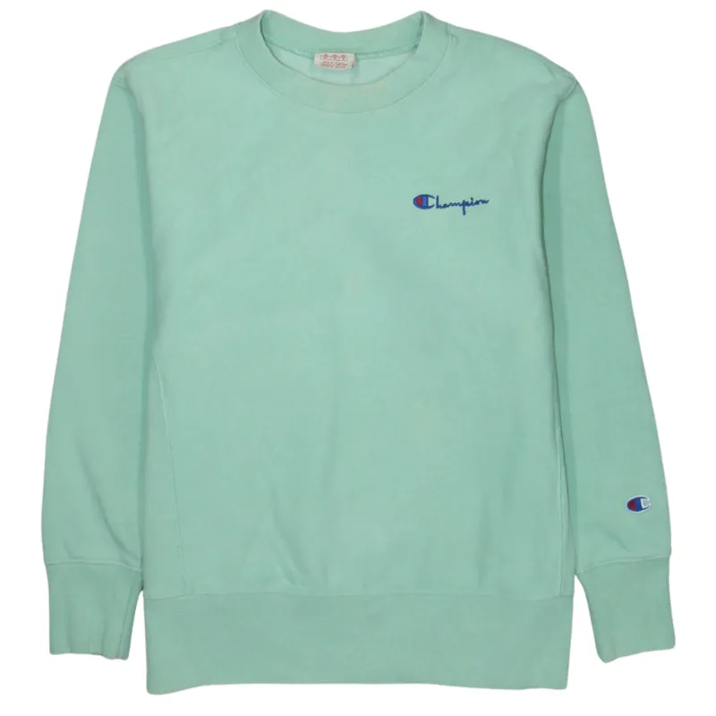 Champion Mint Green Sweatshirt Men's Small Embroidered Chest Logo Crewneck Pullover Fleece Top sold by Vintage Club