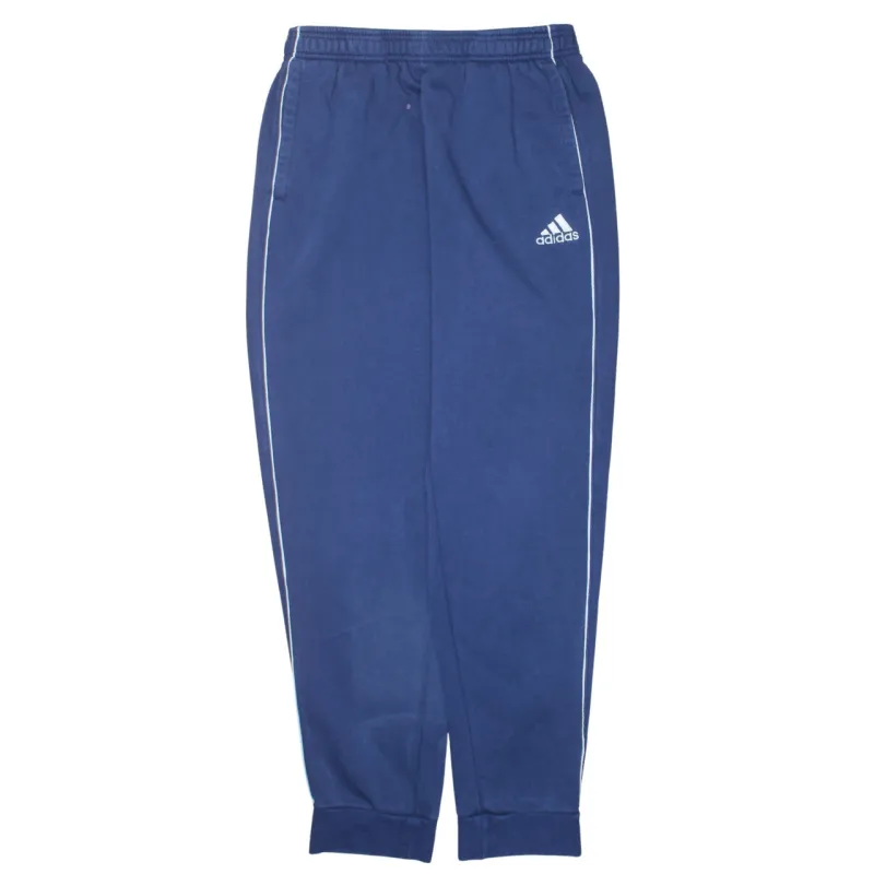 Adidas Navy Blue Joggers Men’s Large Embroidered Logo Side Piping Cuffed Sweatpants sold by Vintage Club