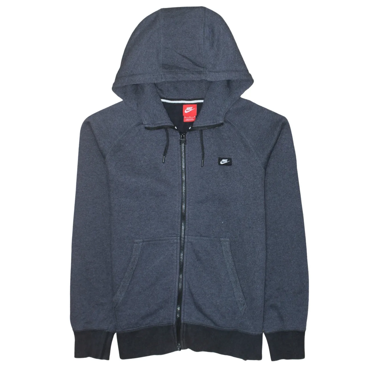 Nike Dark Navy Blue Hoodie Men's Medium Full Zip Embroidered Chest Logo Pockets Sweatshirt sold by Vintage Club