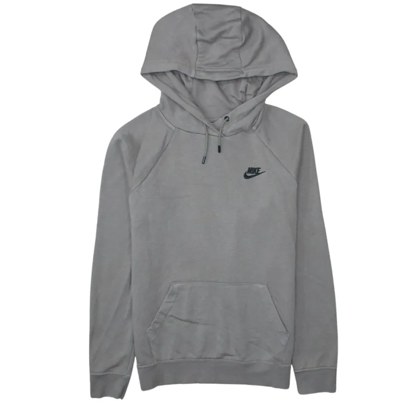 Nike Grey Hoodie Men’s Small Embroidered Chest Swoosh Drawstring Hood Front Pocket Sweatshirt sold by Vintage Club