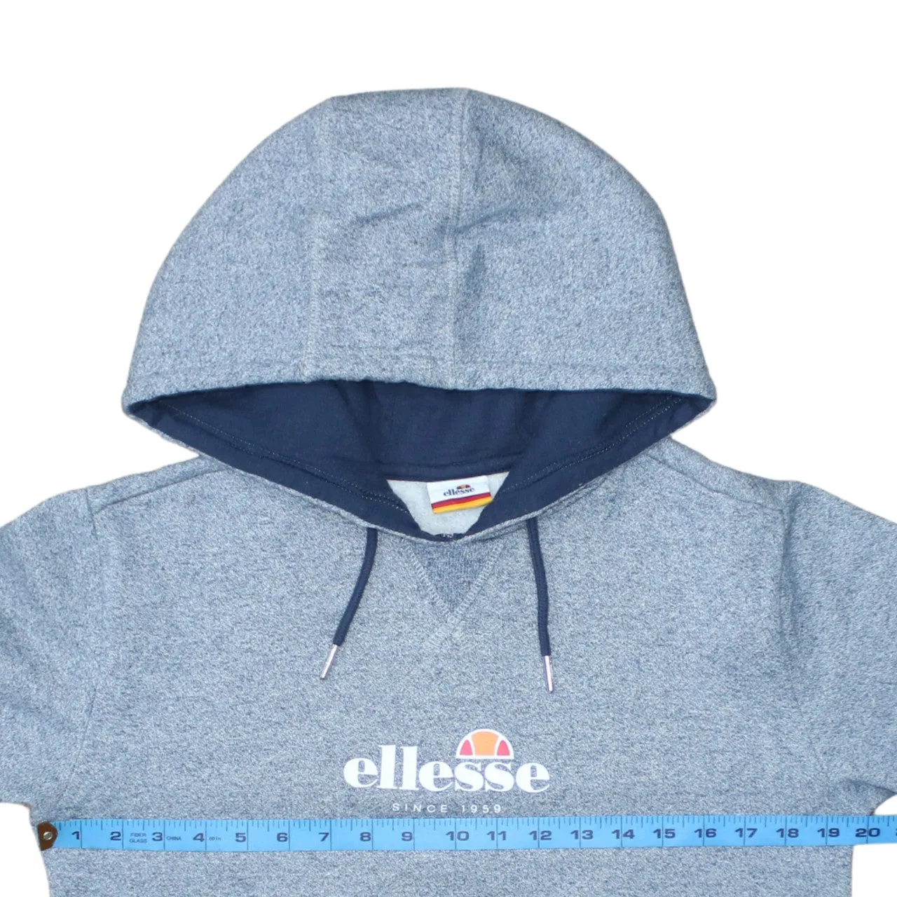 Ellesse Blue Marl Hoodie Men's XSmall Printed Logo Drawstring Hood Front Pocket Sweatshirt sold by Vintage Club product image thumbnail 5