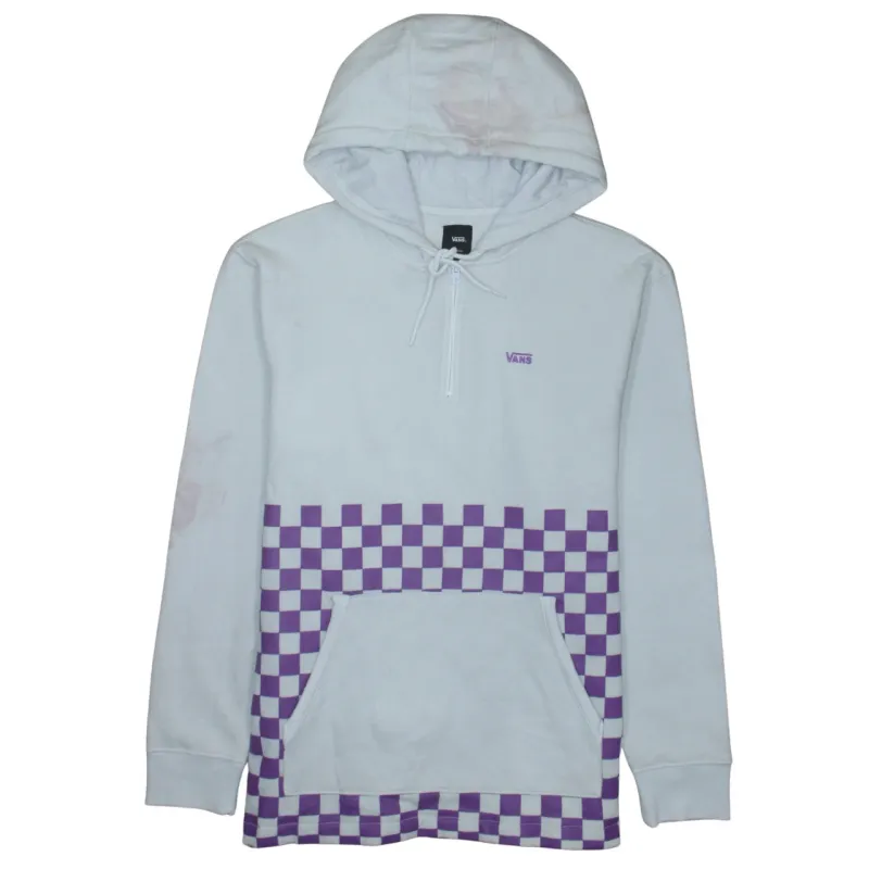 VANS White Purple Hoodie Women’s XLarge Printed Checkerboard Half Zip Pullover Sweatshirt made by Vans
