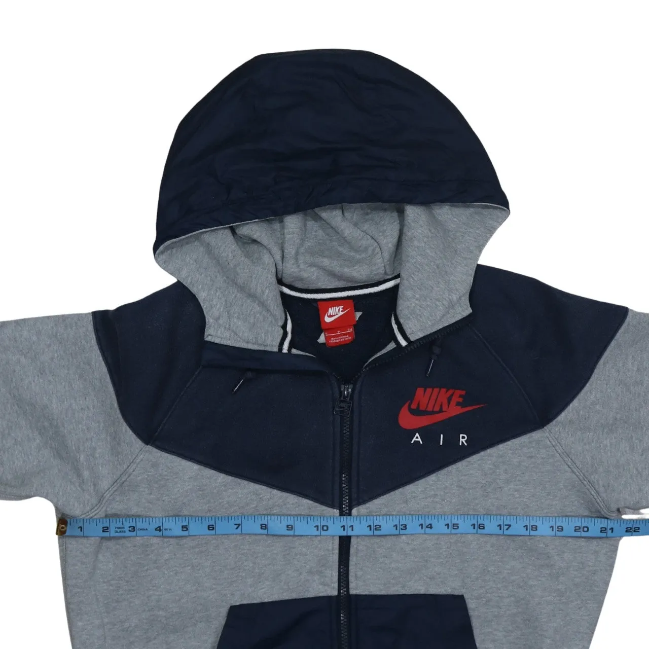 Nike Grey Navy Hoodie Men's Small Full Zip Nike Air Printed Logo Pocket Sweatshirt sold by Vintage Club product image thumbnail 5