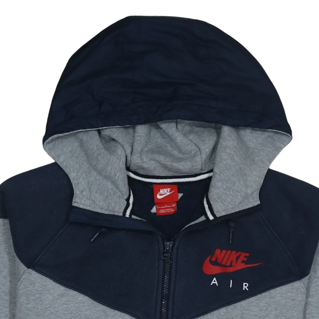 Nike Grey Navy Hoodie Men's Small Full Zip Nike Air Printed Logo Pocket Sweatshirt sold by Vintage Club product image thumbnail 3