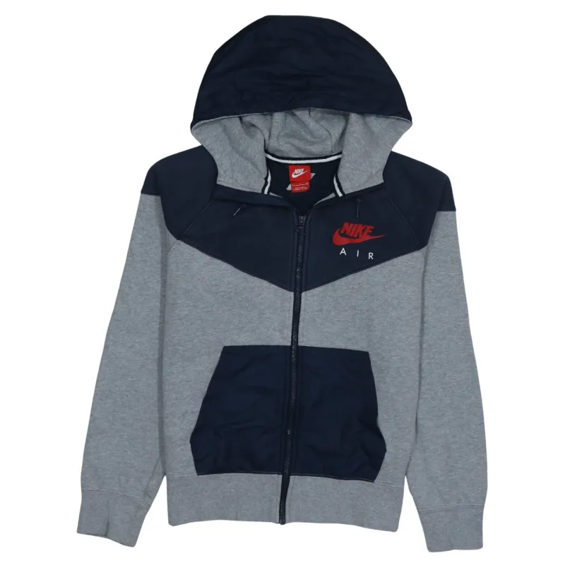 Nike Grey Navy Hoodie Men's Small Full Zip Nike Air Printed Logo Pocket Sweatshirt made by Nike