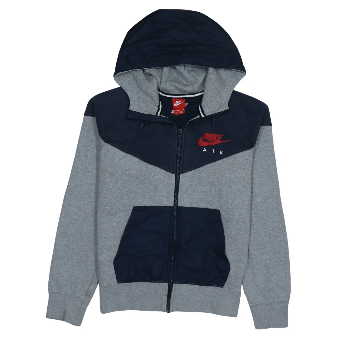 Nike Grey Navy Hoodie Men's Small Full Zip Nike Air Printed Logo Pocket Sweatshirt sold by Vintage Club
