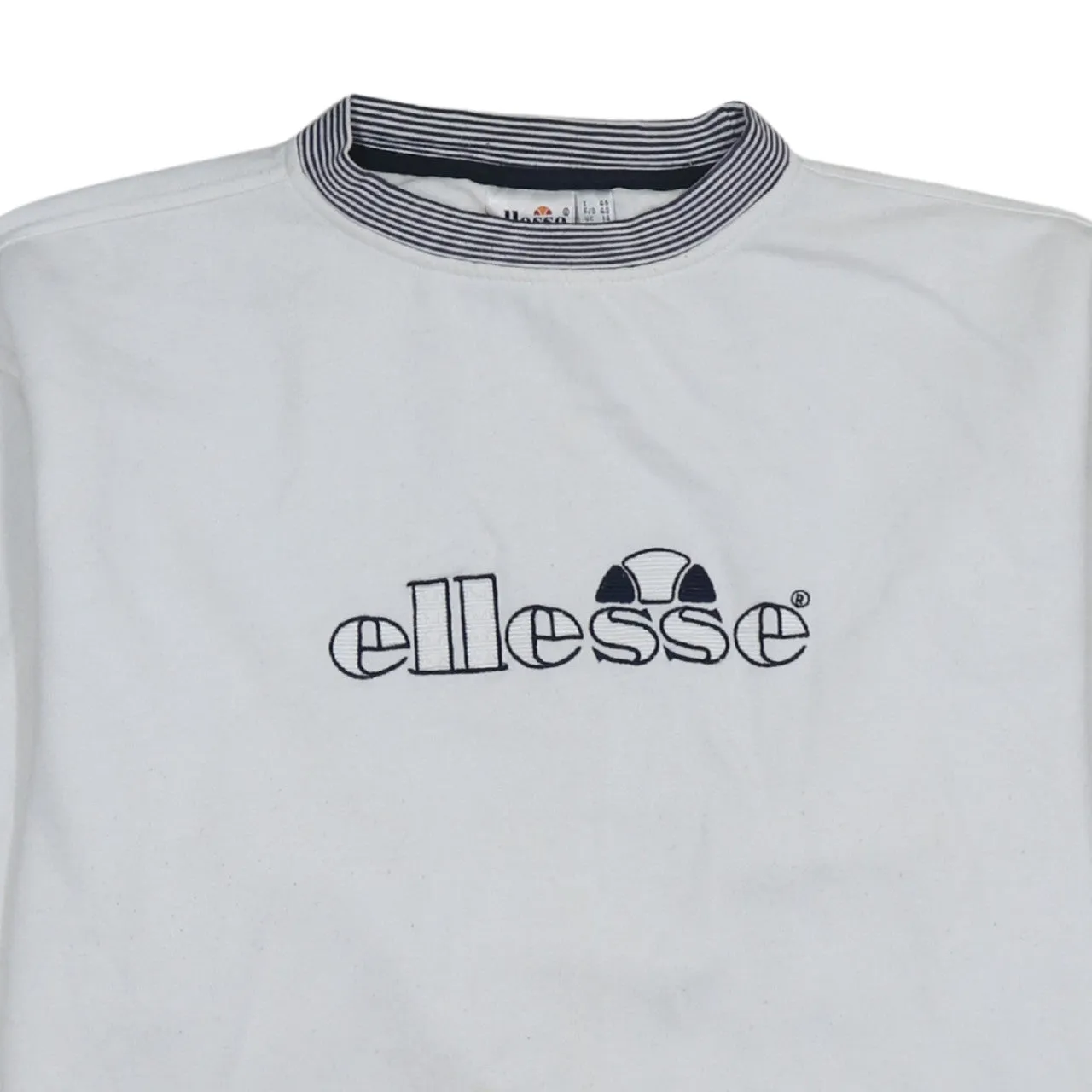 Ellesse White Sweatshirt Women’s XLarge Embroidered Logo Stripe Collar Cuffs Pullover Jumper sold by Vintage Club product image thumbnail 3