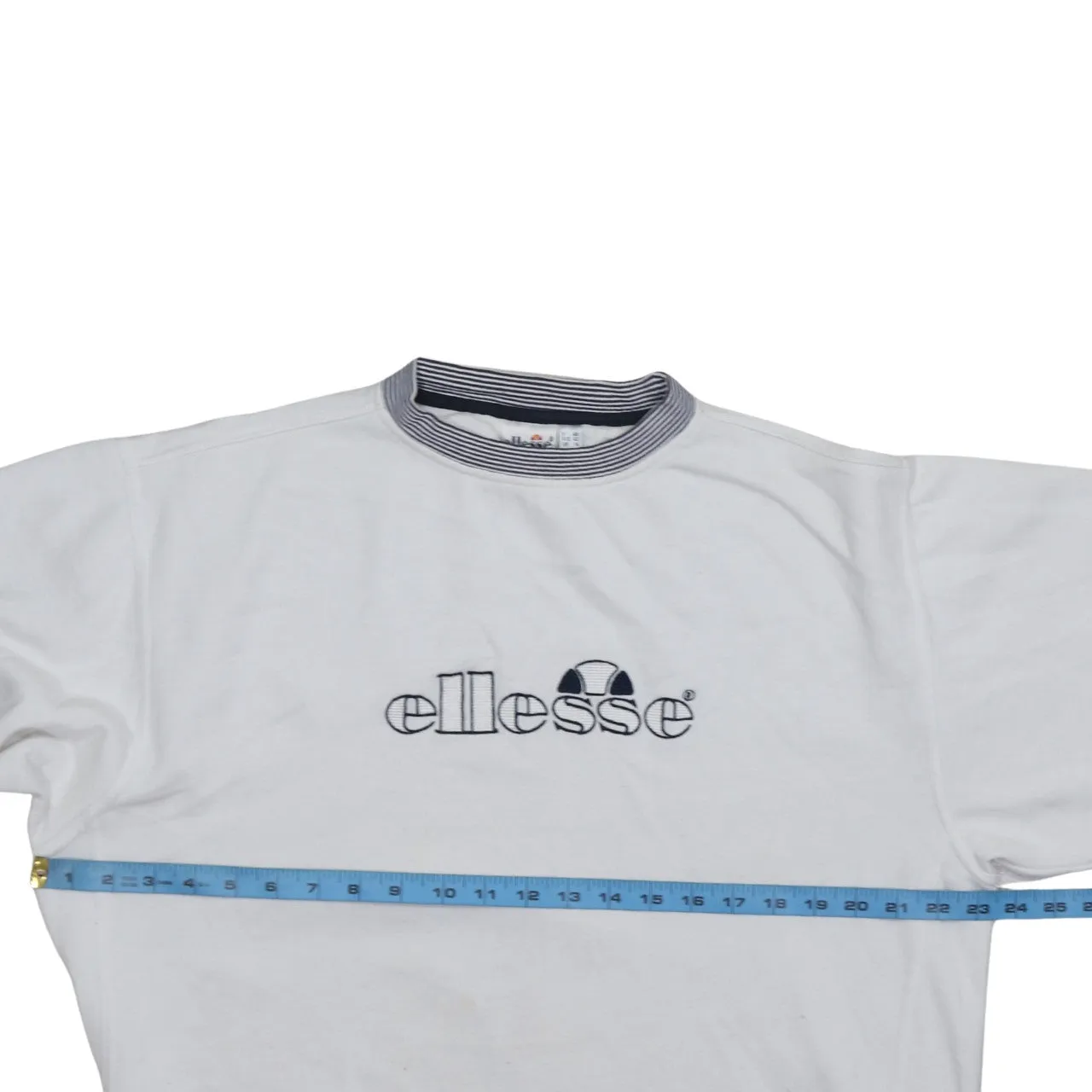 Ellesse White Sweatshirt Women’s XLarge Embroidered Logo Stripe Collar Cuffs Pullover Jumper sold by Vintage Club product image thumbnail 5