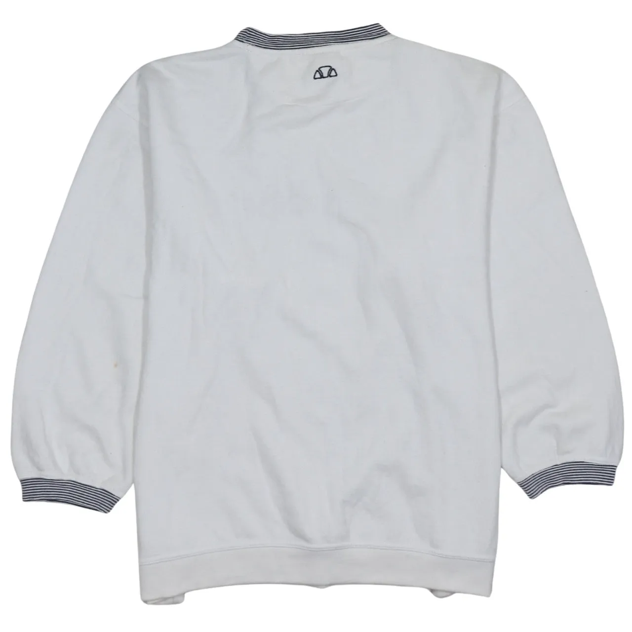 Ellesse White Sweatshirt Women’s XLarge Embroidered Logo Stripe Collar Cuffs Pullover Jumper sold by Vintage Club product image thumbnail 2