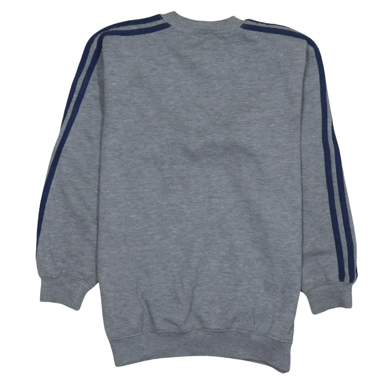 Adidas Grey Sweatshirt Women’s Large Navy Three Stripe Sleeves Embroidered Logo Pullover sold by Vintage Club product image thumbnail 2