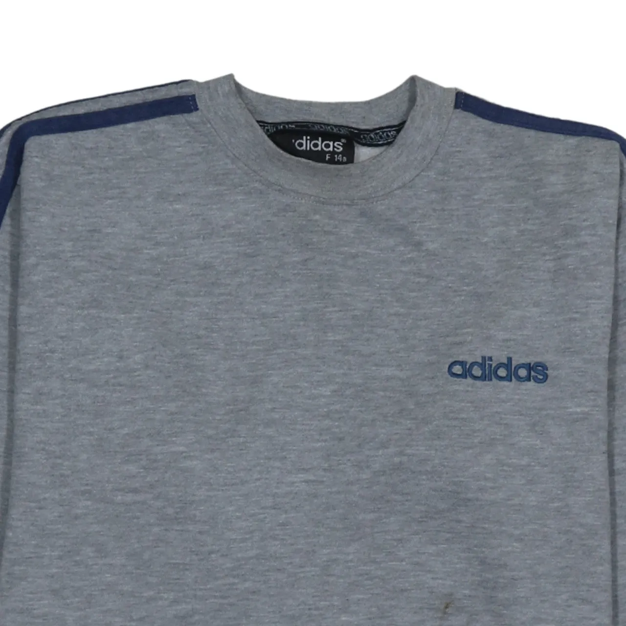Adidas Grey Sweatshirt Women’s Large Navy Three Stripe Sleeves Embroidered Logo Pullover sold by Vintage Club product image thumbnail 3