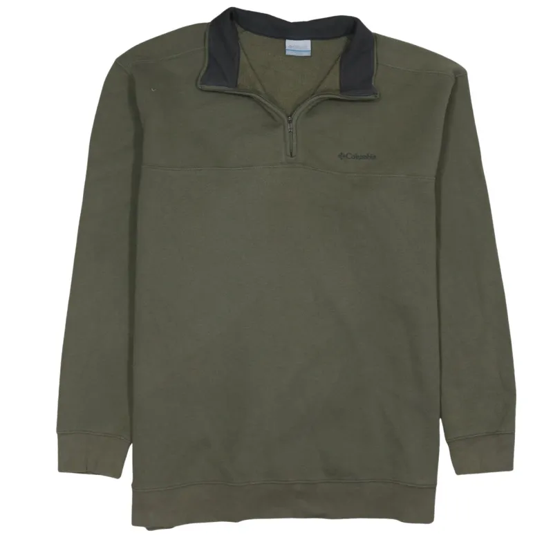 Columbia Olive Green Quarter Zip Sweatshirt Women's 2XL Embroidered Logo Fleece Pullover sold by Vintage Club