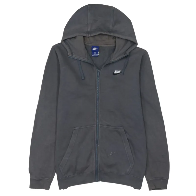Nike Dark Grey Hoodie Men's Medium Full Zip Embroidered Logo Split Pocket Sweatshirt sold by Vintage Club