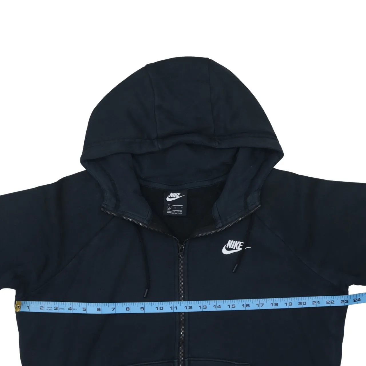 Nike Black Full Zip Hoodie Women’s Large Embroidered Swoosh Drawstring Pockets Sweatshirt sold by Vintage Club product image thumbnail 5