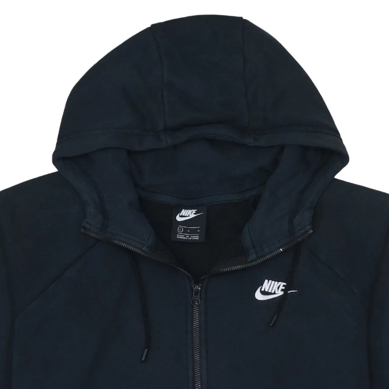 Nike Black Full Zip Hoodie Women’s Large Embroidered Swoosh Drawstring Pockets Sweatshirt sold by Vintage Club product image thumbnail 3