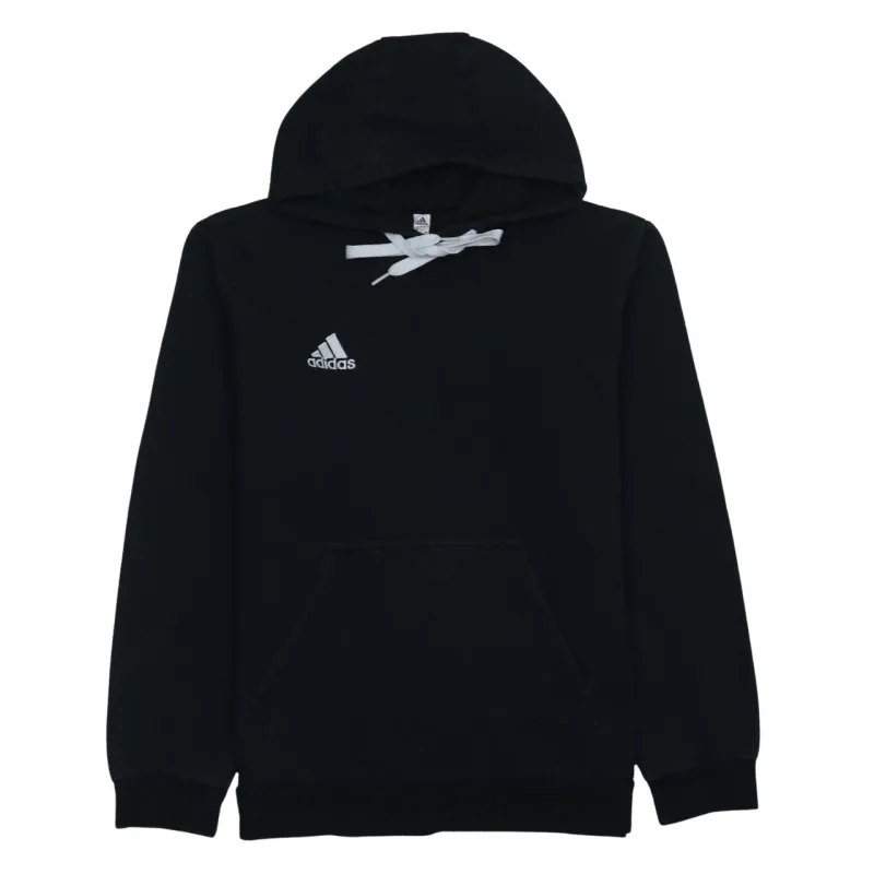 Adidas Black Hoodie Women’s Medium Embroidered Logo Front Pocket Pullover Sweatshirt sold by Vintage Club