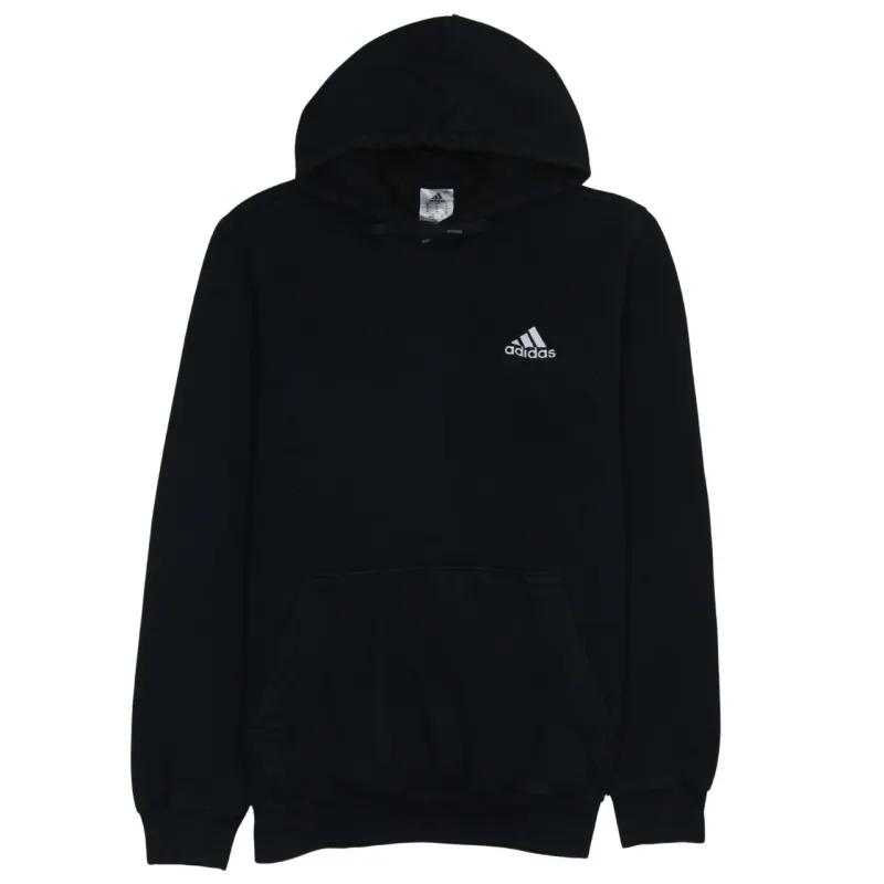 Adidas Black Hoodie Women’s Medium Embroidered Chest Logo Front Pocket Pullover Sweatshirt sold by Vintage Club