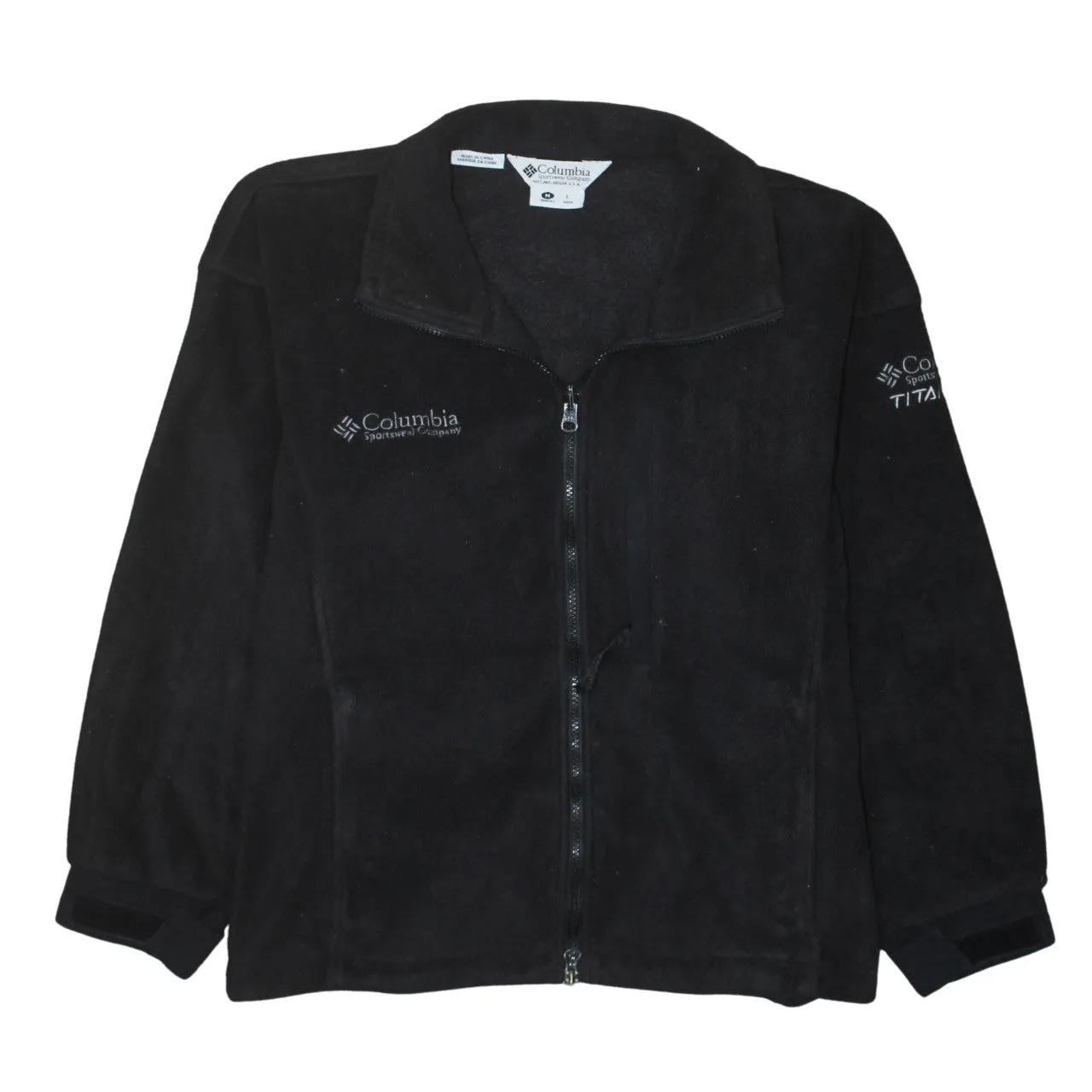 Columbia Black Fleece Jacket Women's Medium Embroidered Logos Full Zip Outdoor Top sold by Vintage Club