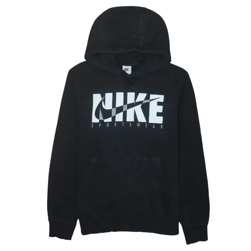 Nike Black Hoodie Men's Small Big Printed Sportswear Logo Front Pocket Pullover Sweatshirt made by Nike