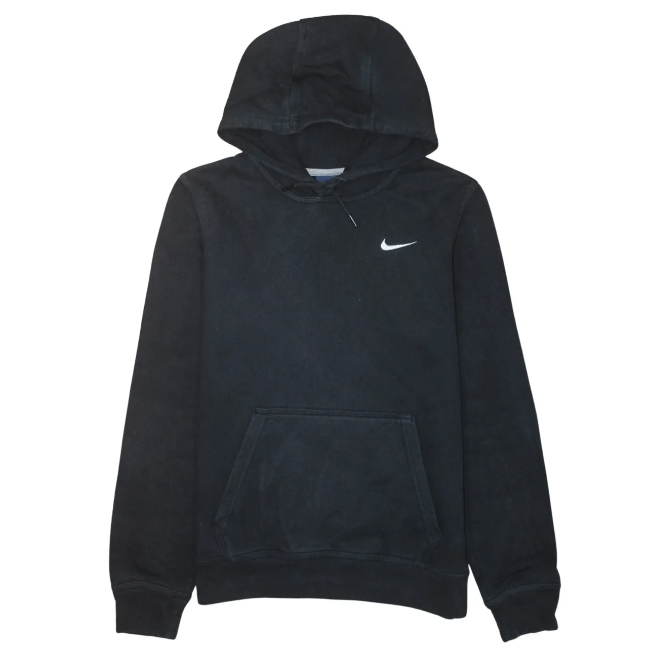 Nike Black Hoodie Men's Small Embroidered Swoosh Logo Front Pocket Pullover Sweatshirt sold by Vintage Club