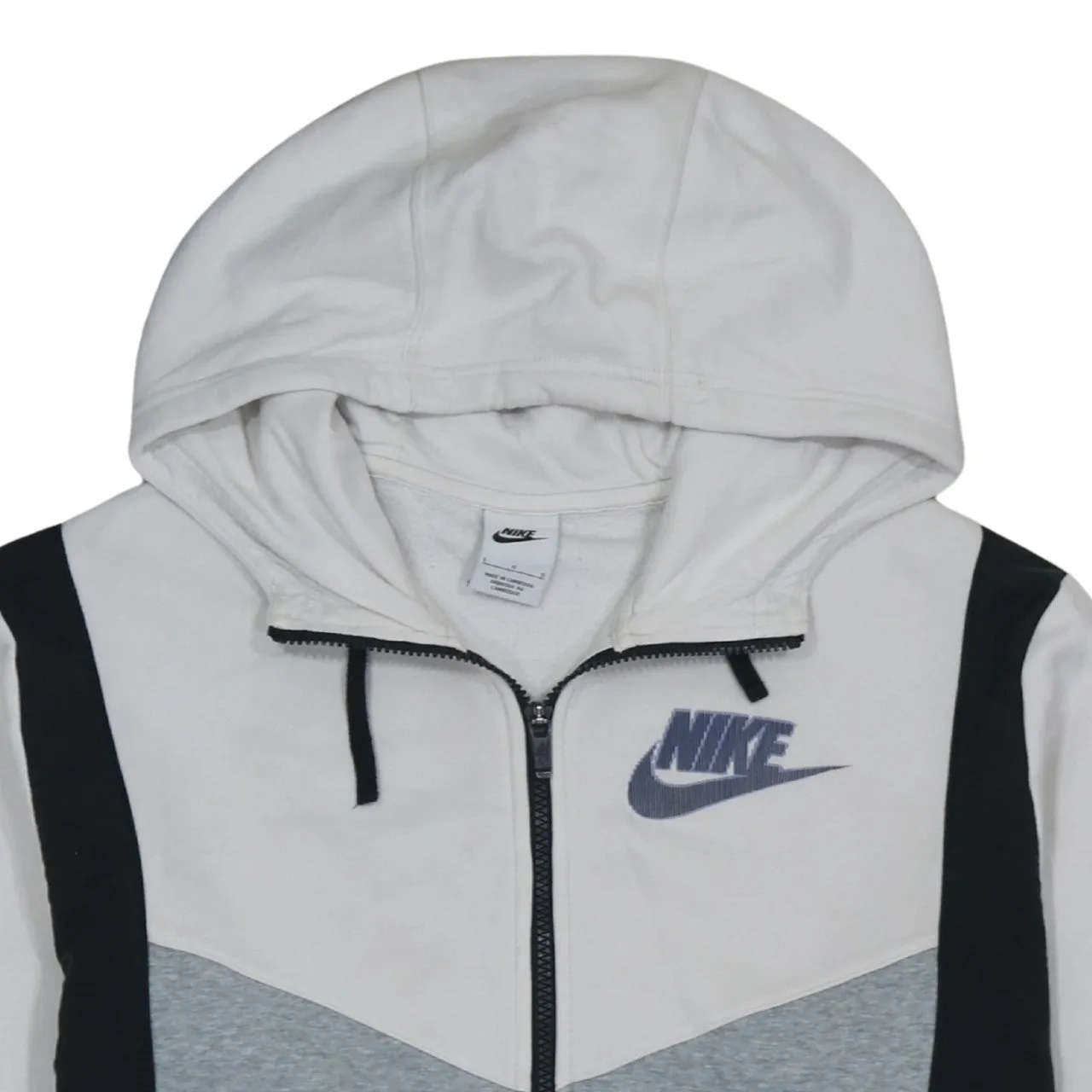 Nike White Grey Full Zip Hoodie Women’s Large Embroidered Logo Zip Pockets Sweatshirt sold by Vintage Club product image thumbnail 3