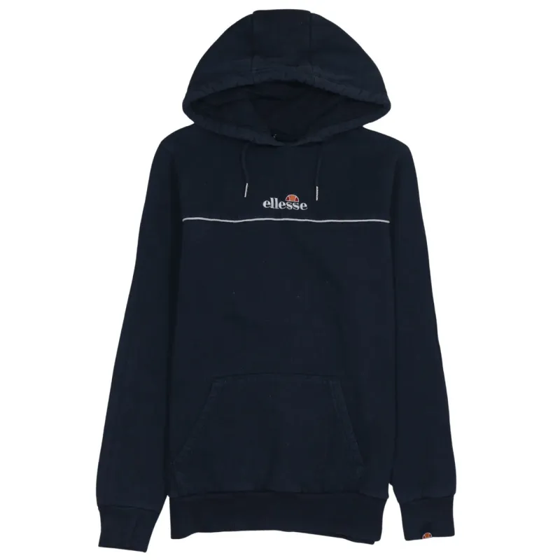 Ellesse Navy Blue Hoodie Women’s Medium Embroidered Logo Front Pocket Pullover Sweatshirt sold by Vintage Club