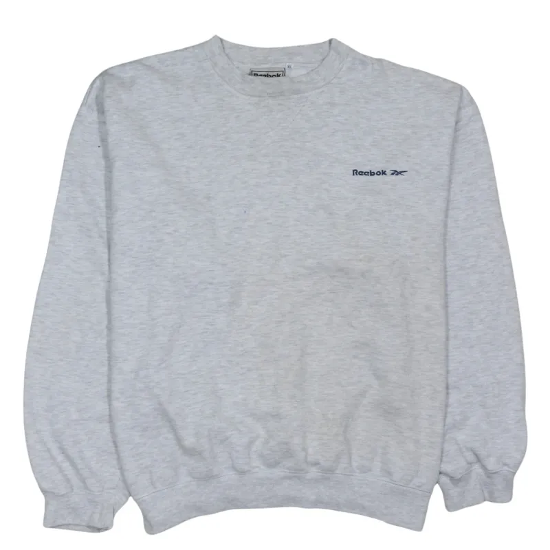 Reebok Light Grey Sweatshirt Men's XXLarge Embroidered Chest Logo Crewneck Pullover Fleece Top sold by Vintage Club