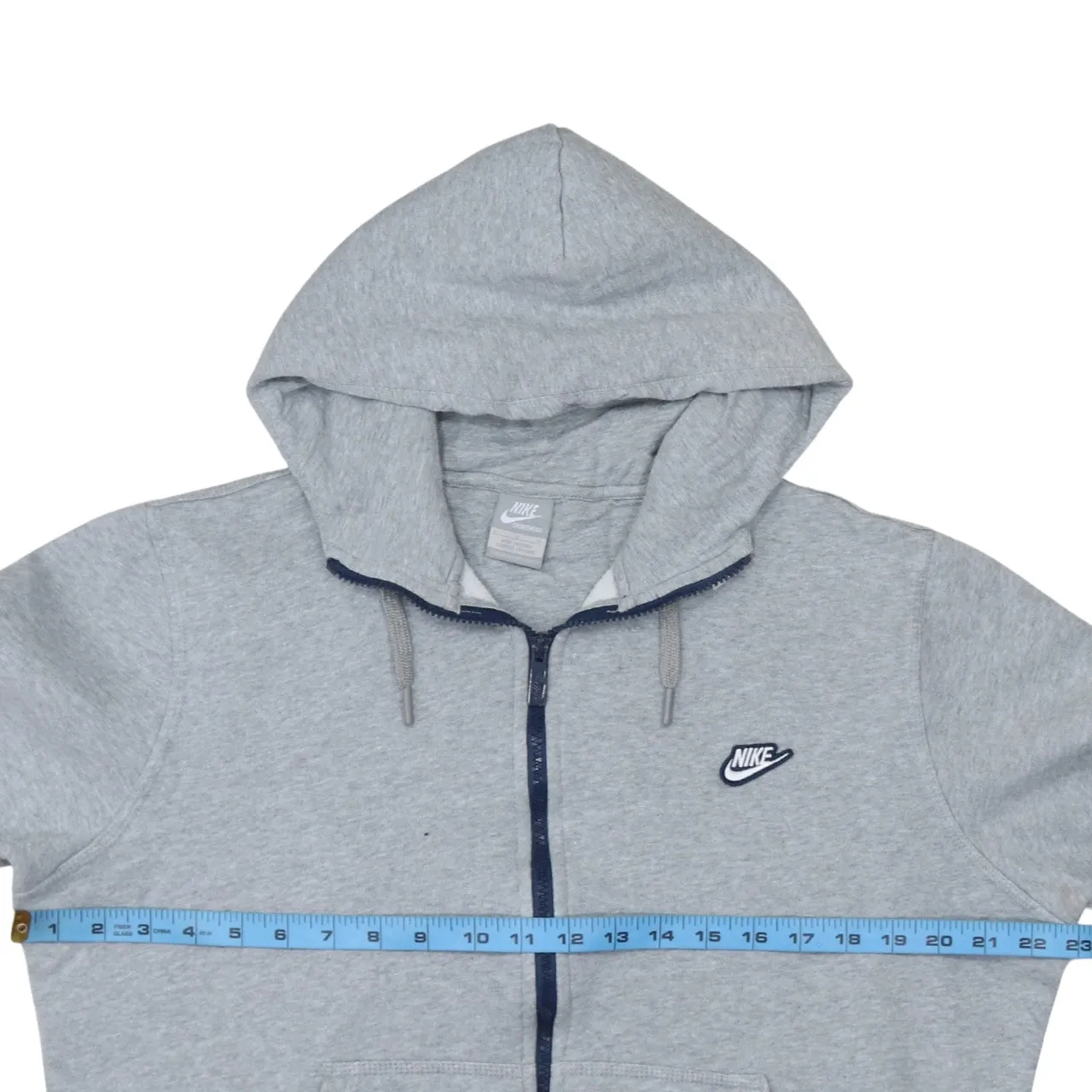 Nike Grey Full Zip Hoodie Women's Large Embroidered Chest Logo Split Pocket Sweatshirt sold by Vintage Club product image thumbnail 5
