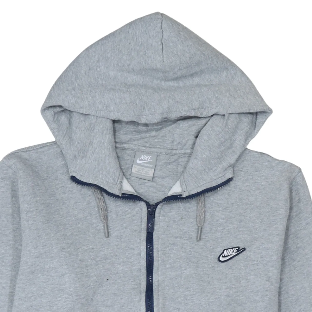 Nike Grey Full Zip Hoodie Women's Large Embroidered Chest Logo Split Pocket Sweatshirt sold by Vintage Club product image thumbnail 3