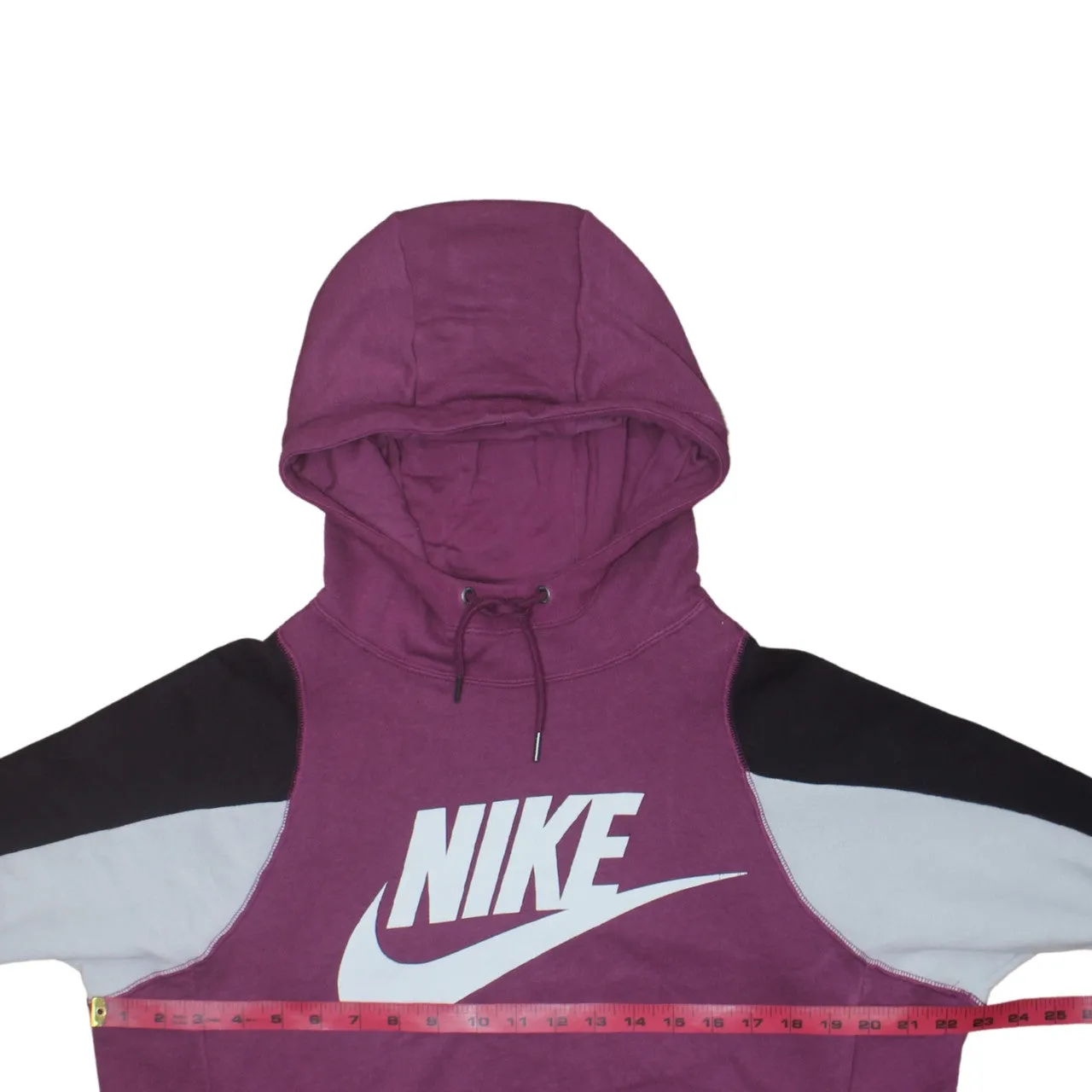 Nike Purple Colour Block Hoodie Women's Medium Printed Logo Pullover Sweatshirt Top sold by Vintage Club product image thumbnail 5