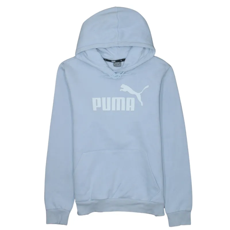 Puma Light Blue Hoodie Men’s Medium Printed Logo Front Pocket Pullover Sweatshirt sold by Vintage Club