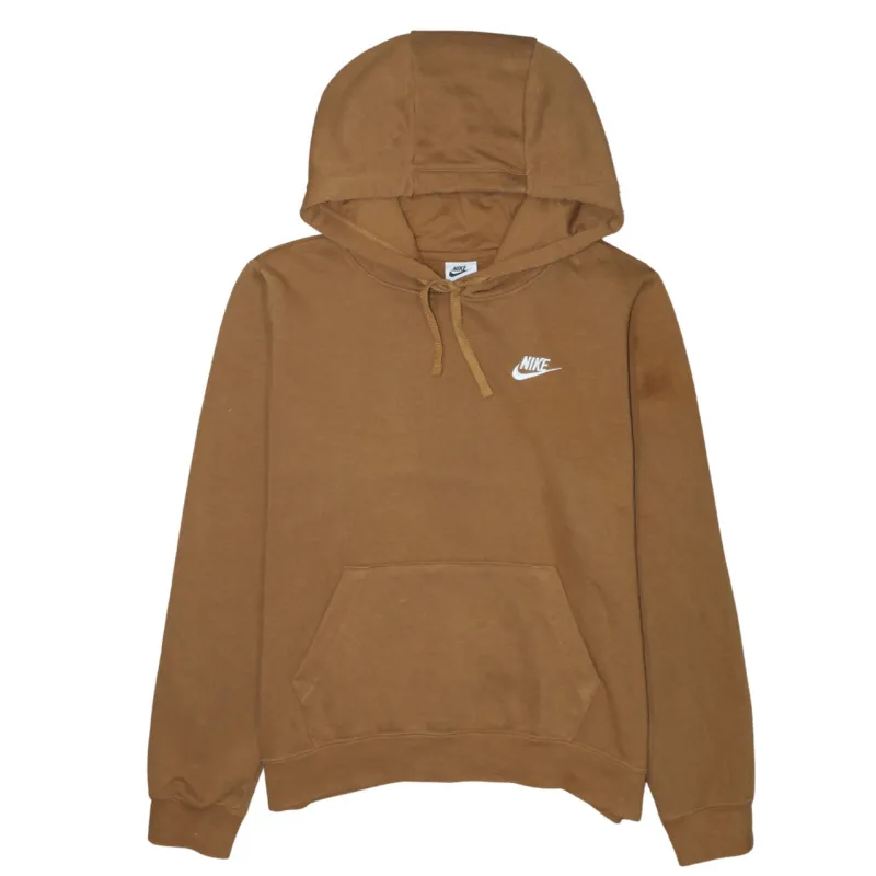 Nike Brown Hoodie Men’s Medium Embroidered Swoosh Logo Drawstring Pullover Sweatshirt sold by Vintage Club